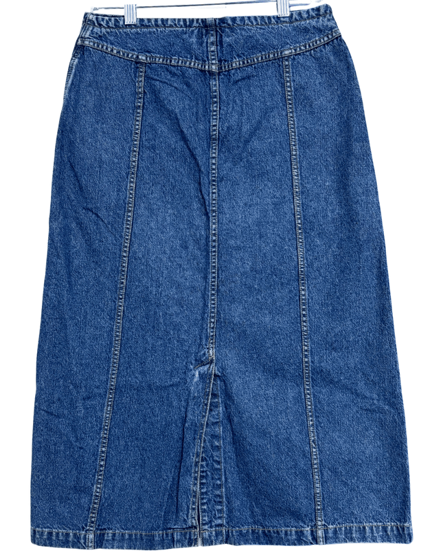 Christopher & Banks Classic Blue High-Waist Denim Midi Skirt