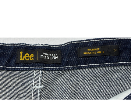 Lee Vintage Modern Dark Wash High Rise Dungaree Ankle Jeans