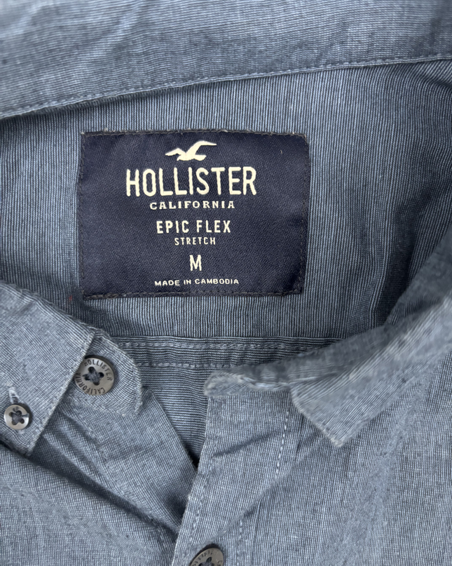 Hollister Epic Flex Stretch Chambray Blue Casual Shirt - M