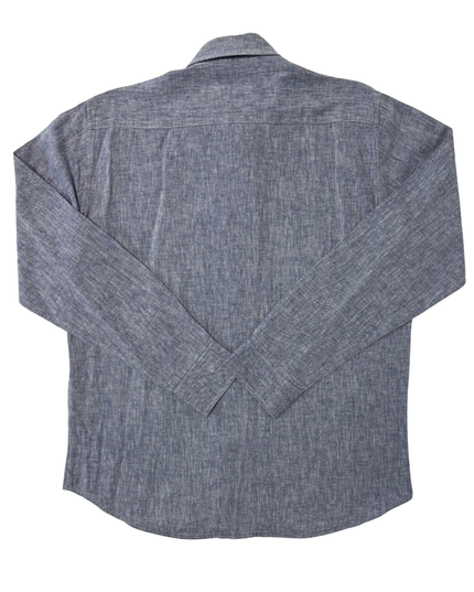 Lacoste Slim Fit Chambray Gray Linen Classic Long-Sleeve Shirt