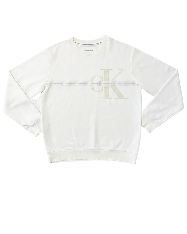 Calvin Klein Jeans White CK Logo Crewneck Sweatshirt
