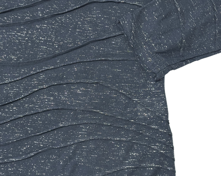 Simply Vera by Vera Wang Navy Textured Wave Long Shimmer Sleeve Top
