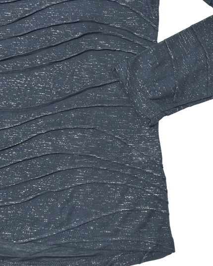 Simply Vera by Vera Wang Navy Textured Wave Long Shimmer Sleeve Top