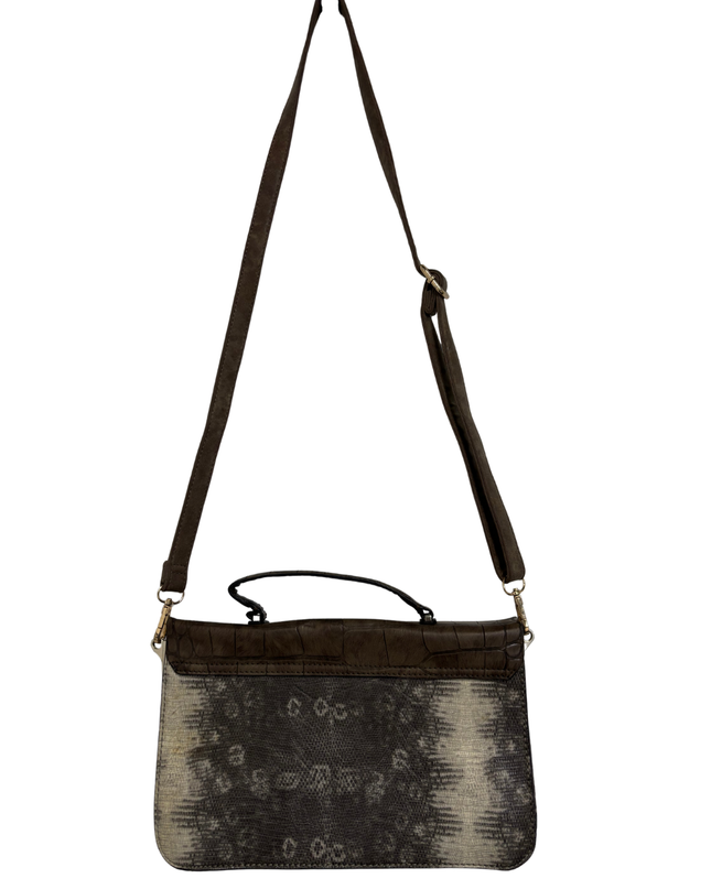 GUESS Mixed Exotic Print Croc & Python Two-Tone Satchel Bag