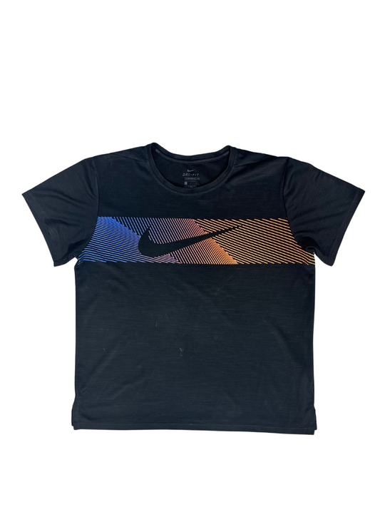 Nike Dri-FIT Black Tee with Gradient Swoosh Graphic - L