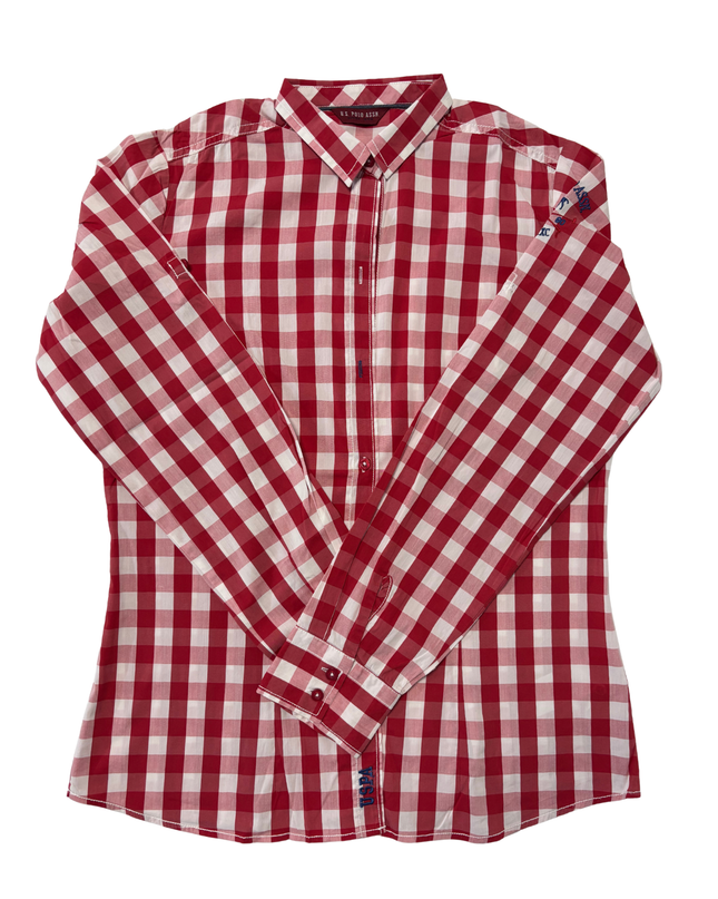 U.S. Polo Assn. Red & White Gingham Checkered Shirt - S