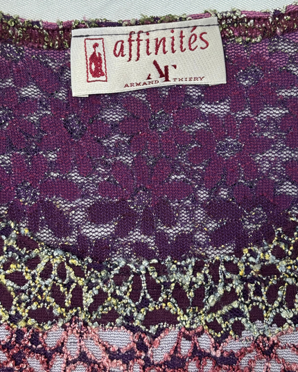 Affinités Armand Thiery Made in France Metallic Floral Lace Knit Top