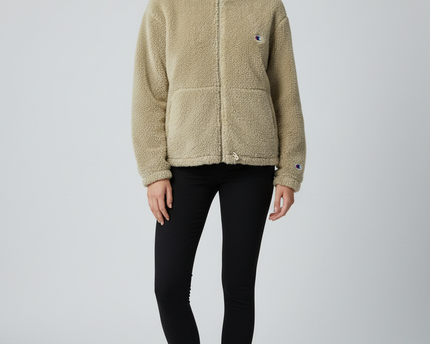 New Mission Beige Sherpa Fleece Zip-Up Jacket