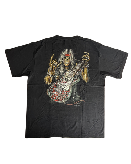 Rock Chang Skull Guitar Graphic Black Heavyweight T-Shirt - XXL