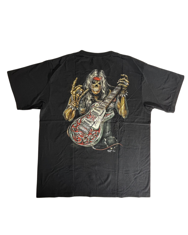 Rock Chang Skull Guitar Graphic Black Heavyweight T-Shirt - XXL
