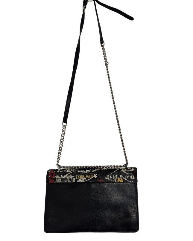 DKNY Limited Edition Black Graffiti Print with Padlock & Chain Crossbody Bag