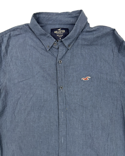 Hollister Epic Flex Stretch Chambray Blue Casual Shirt - M