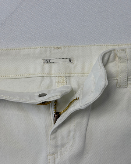 XSide White Denim With Embroidered Pocket Mini Skirt  - L | Waist: 33"