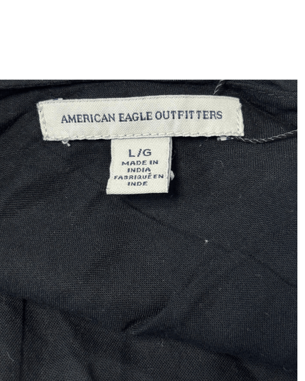 American Eagle Black Draped Surplice Front Spaghetti Strap Knit Jumpsuit