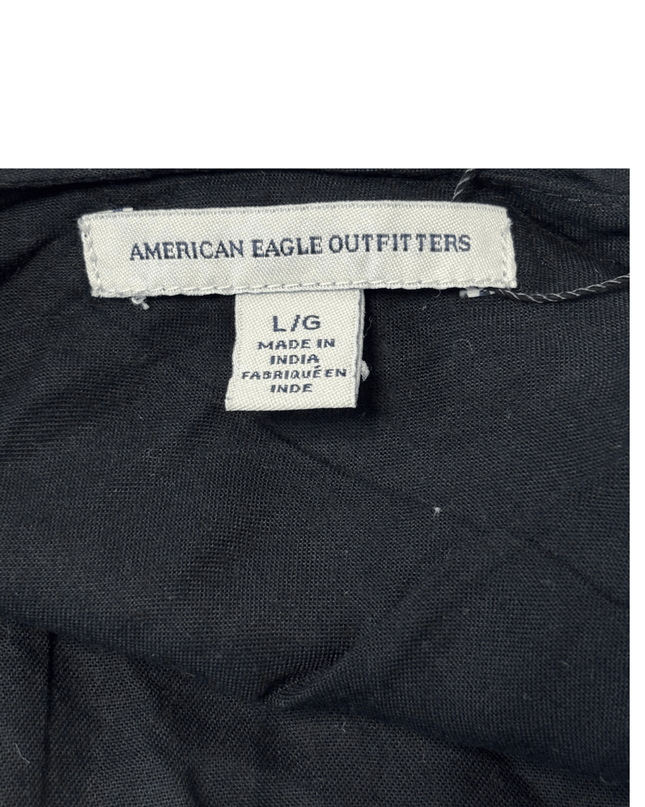 American Eagle Black Draped Surplice Front Spaghetti Strap Knit Jumpsuit