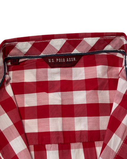 U.S. Polo Assn. Red & White Gingham Checkered Shirt - S