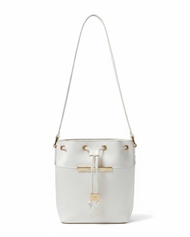 Ted Baker White Saffiano Leather Bucket Bag