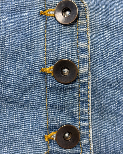 Muui Light Wash Denim with Braided Back Detail Button-Up Vest - S