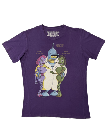 Vintage Futurama x Pull&Bear Graphic Purple T-Shirt - L