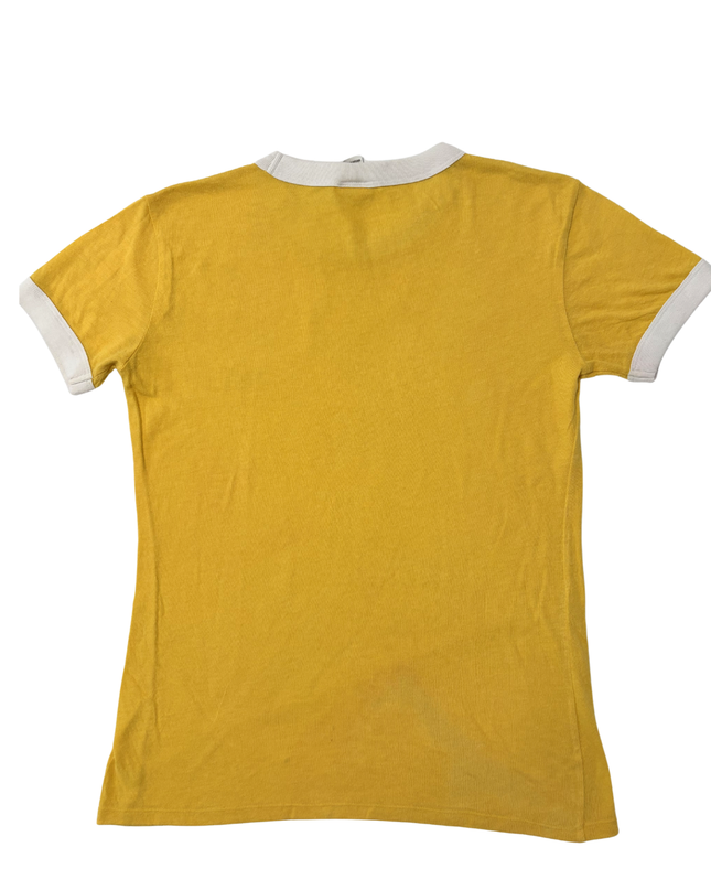 PINK by Victoria's Secret Logo Ringer Mustard Yellow Cotton T-Shirt
