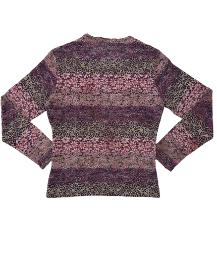 Affinités Armand Thiery Made in France Metallic Floral Lace Knit Top