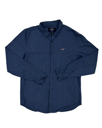Hollister Epic Flex Stretch Chambray Blue Casual Shirt - M