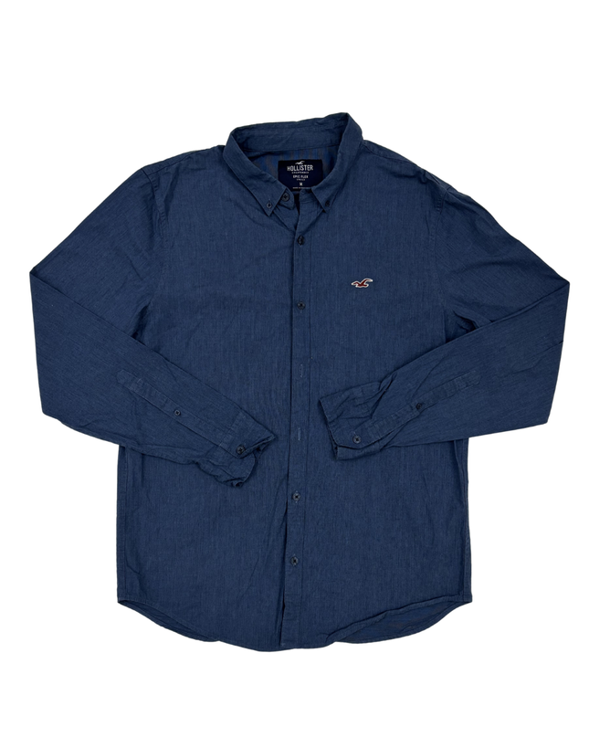 Hollister Epic Flex Stretch Chambray Blue Casual Shirt - M