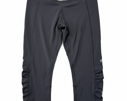 Lululemon Grey Striped Waist Ruched Crop Leggings