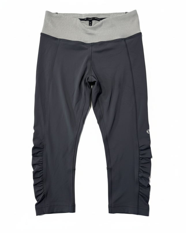 Lululemon Grey Striped Waist Ruched Crop Leggings