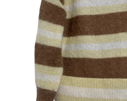 H&M Brown and Yellow Striped Mohair Blend Sweater