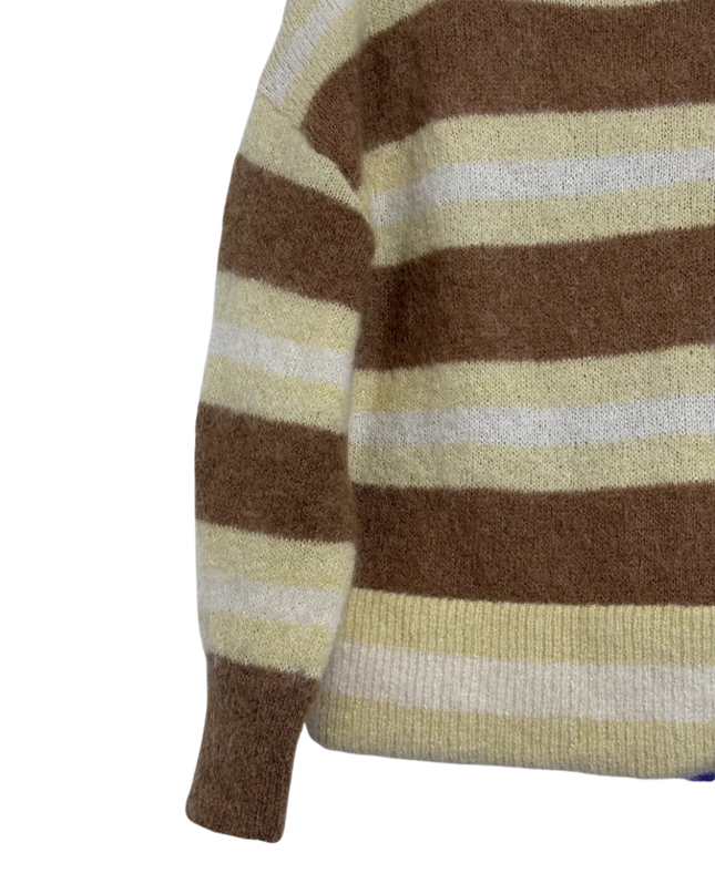 H&M Brown and Yellow Striped Mohair Blend Sweater