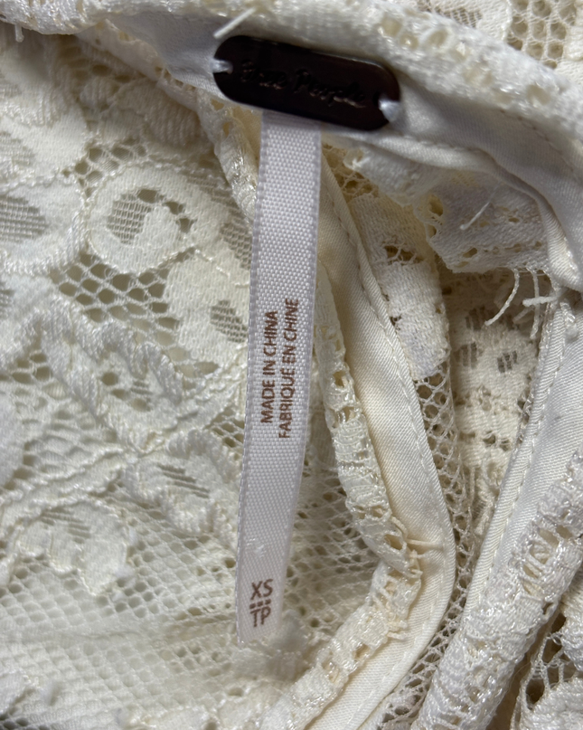 Free People Cream Lace Trim Halter Top