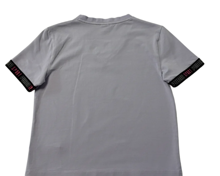 Puma Purple V-Neck Branded Sleeve Sport T-Shirt