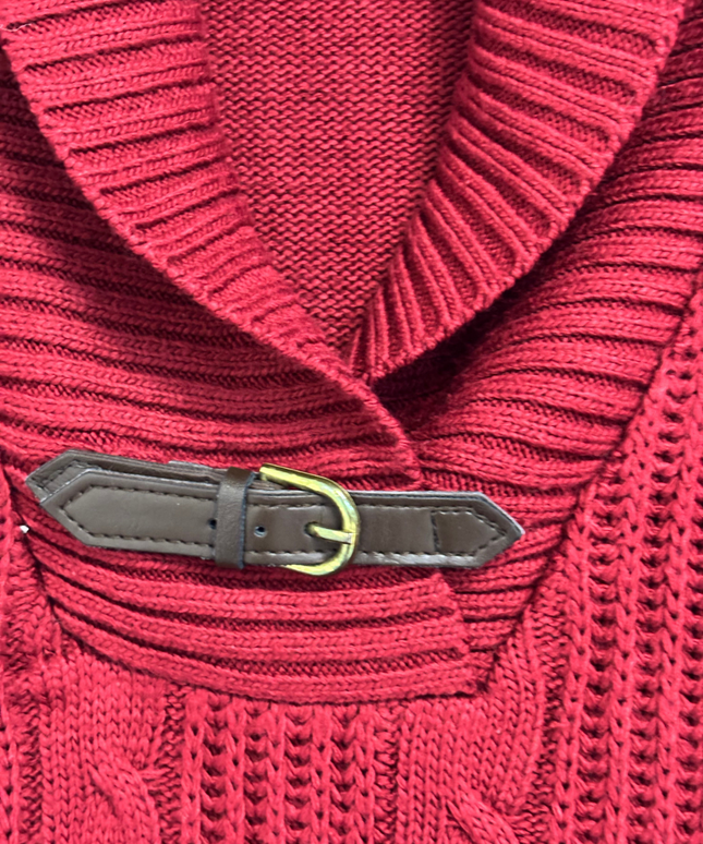 U.S. Polo Assn. Red Cable Knit Shawl Collar Sweater