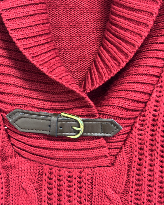 U.S. Polo Assn. Red Cable Knit Shawl Collar Sweater