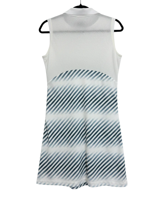 Lacoste White/Blue striped Sleeveless Polo Sport Dress
