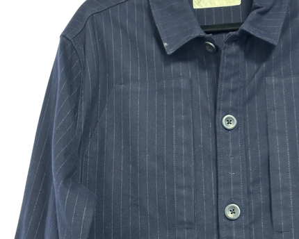 Stradivarius Navy Blue Pinstripe Utility Shirt Jacket