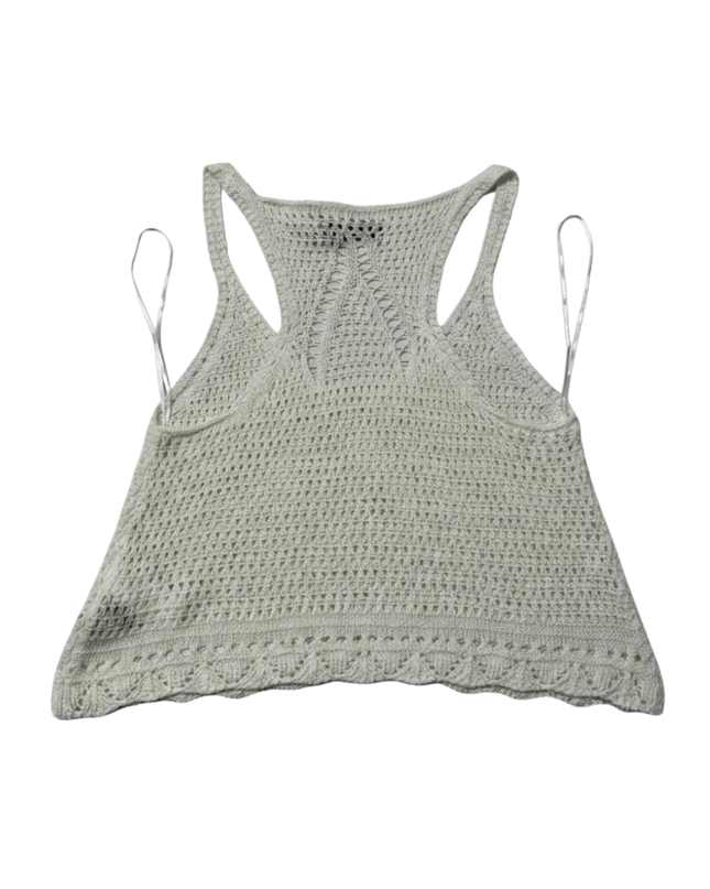 RESERVED YFL White Crochet Knit Racerback Tank Top W/Tags