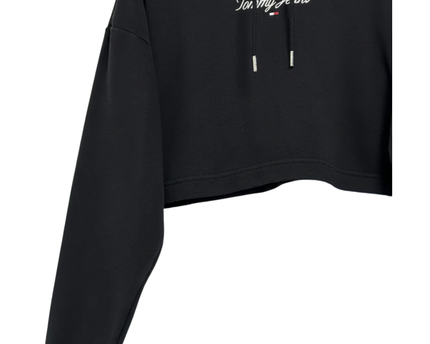 Tommy Jeans Black Cropped Logo Hoodie