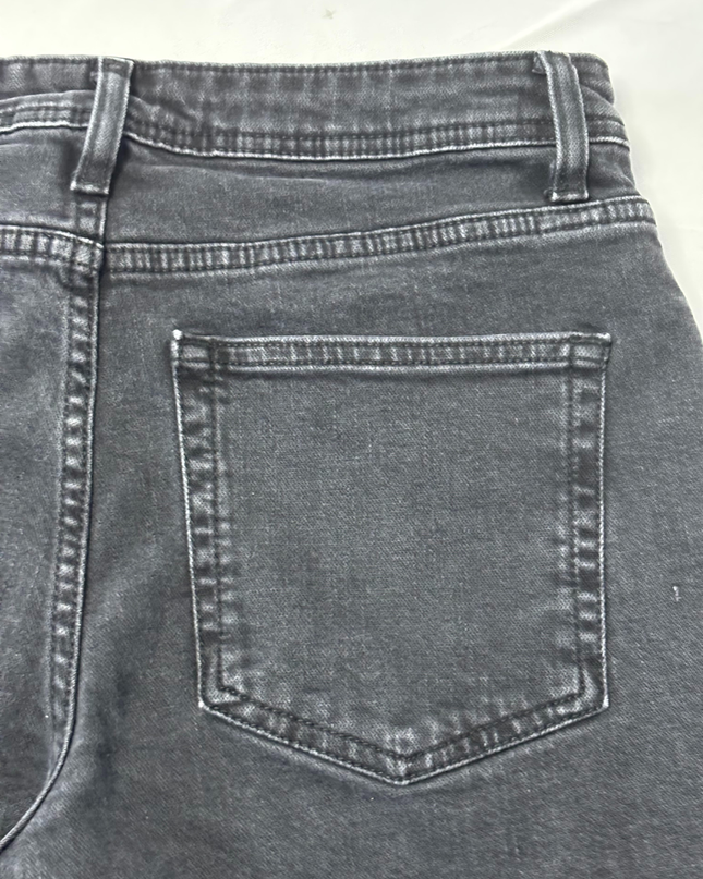 ZARA Black High-Rise Straight Leg Raw Hem Jeans