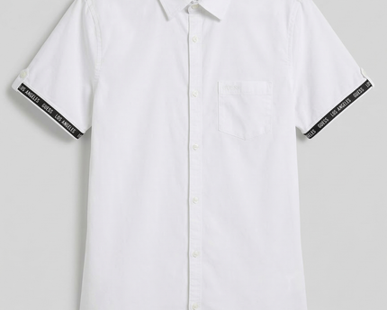 Guess White Super Slim Fit Short Sleeve Logo Shirt