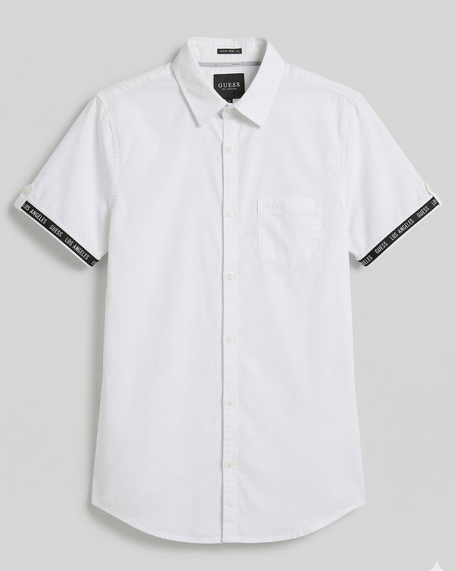 Guess White Super Slim Fit Short Sleeve Logo Shirt