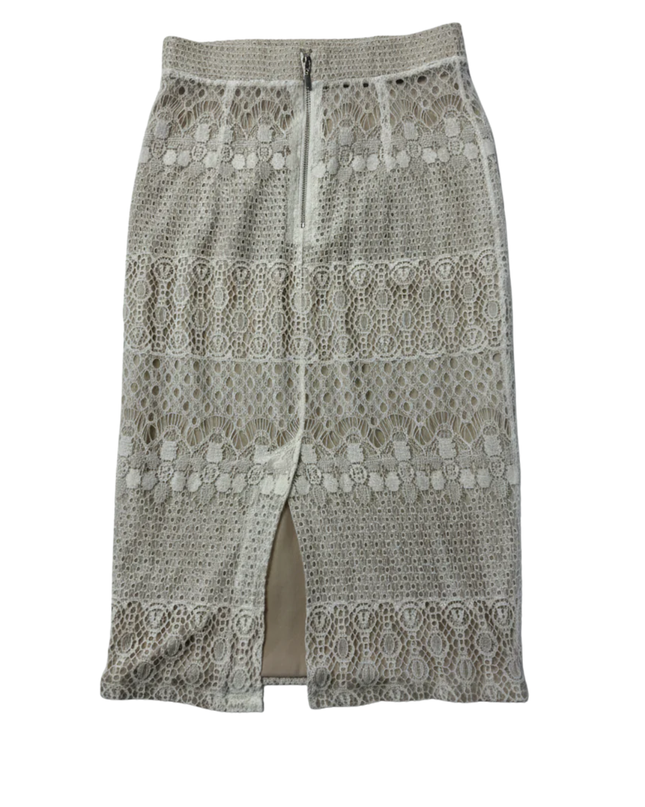 Bar III Cream Lace Overlay Pencil Skirt
