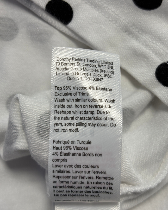 Dorothy Perkins White/Black Polka Dot Maternity T-Shirt