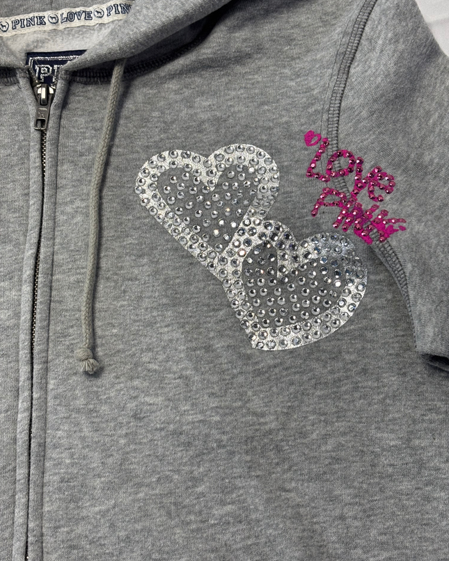 Victoria's Secret PINK Gray Embellished Zip-Up Hoodie