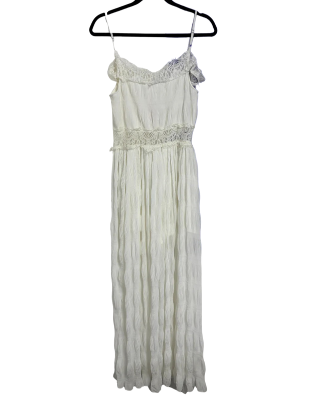 GB White Lace Trim Button-Front Jumpsuit W/Tags