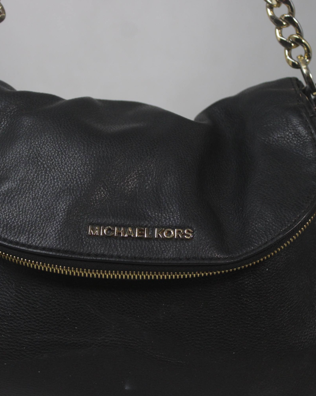 Michael Kors Black Pebbled Leather Tassel Shoulder Bag