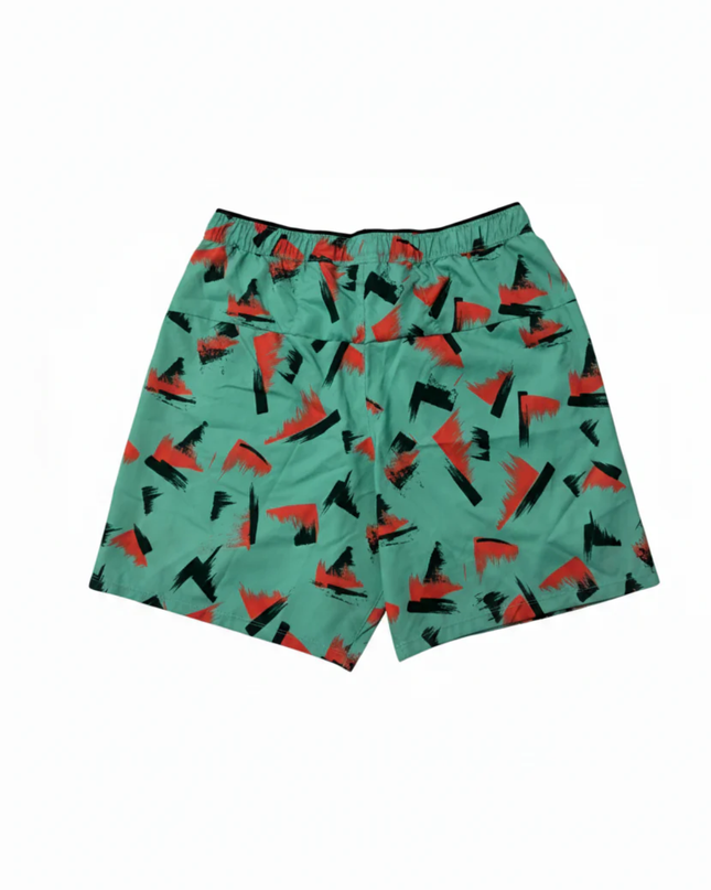 Reebok Green Abstract Graphic Performance Sports Shorts