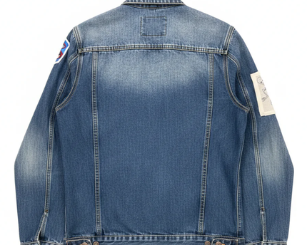 Idopy Blue Distressed Denim Jacket with NASA and PAX Patches