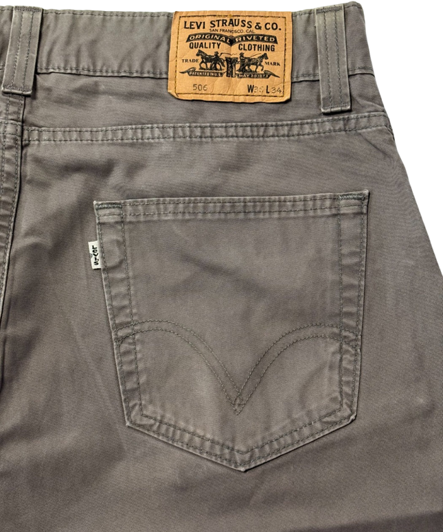 Levi's Grey 506 Straight Fit Cotton Trousers
